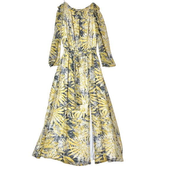 Nine West Dresses & Skirts - Nine West Off the Shoulder Sash Belt Boho Maxi Dress Black/Sun SZ 16 - NWT